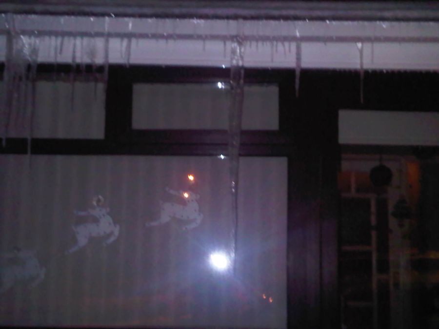 big icicle at front of house