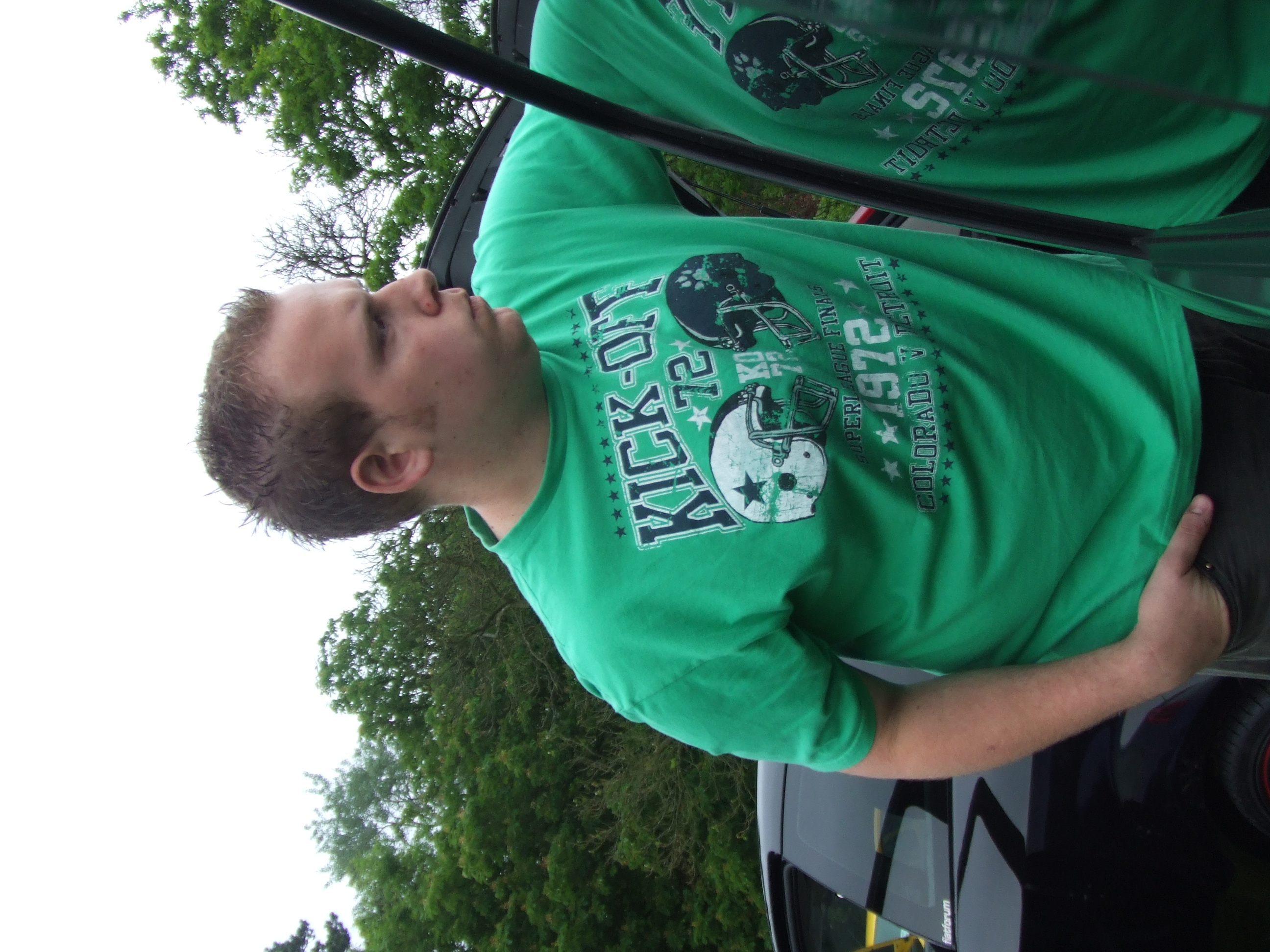 James cleaning his car