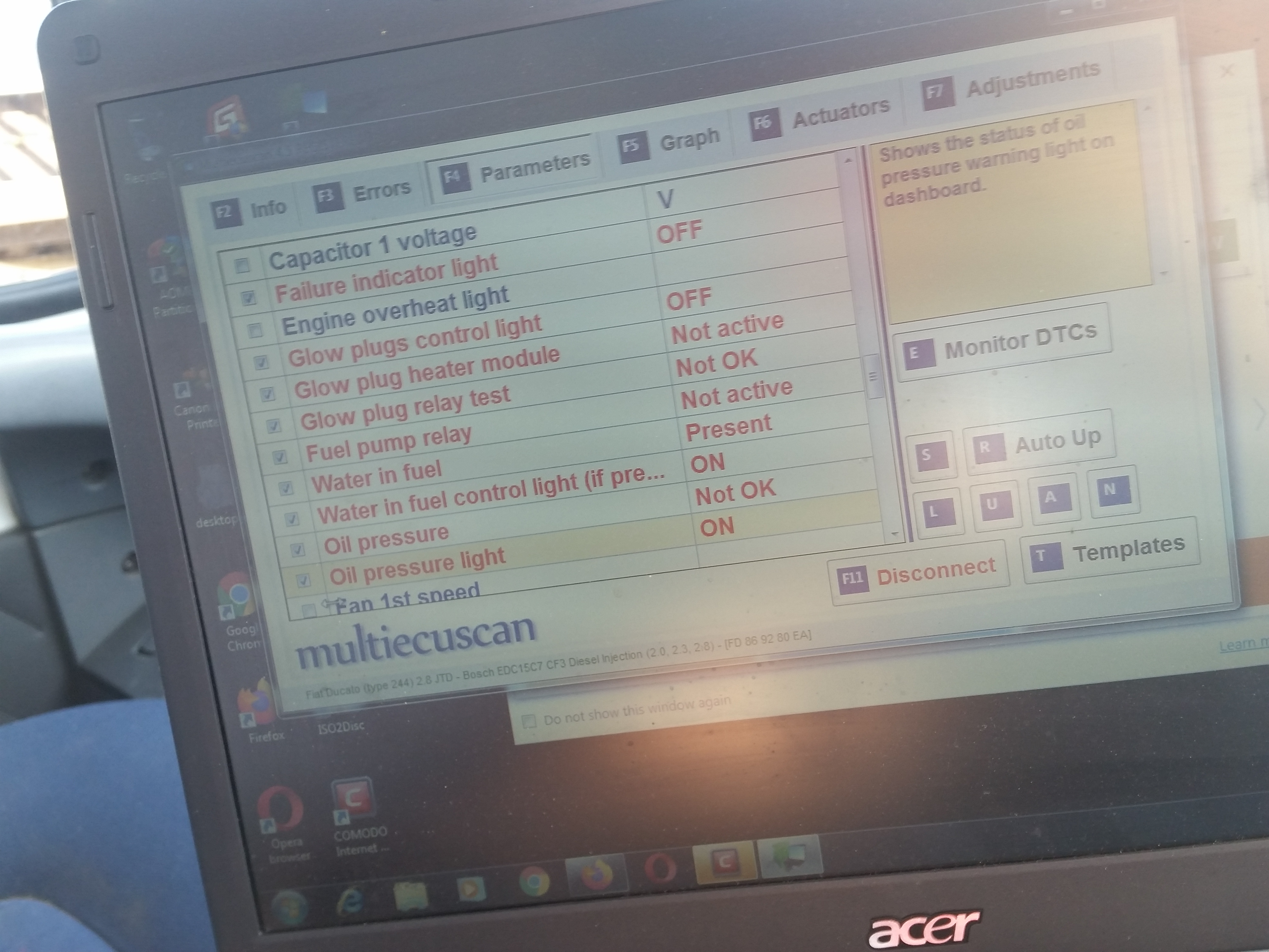multiecuscan readings x244 2.8 JTD Ducato starting issue