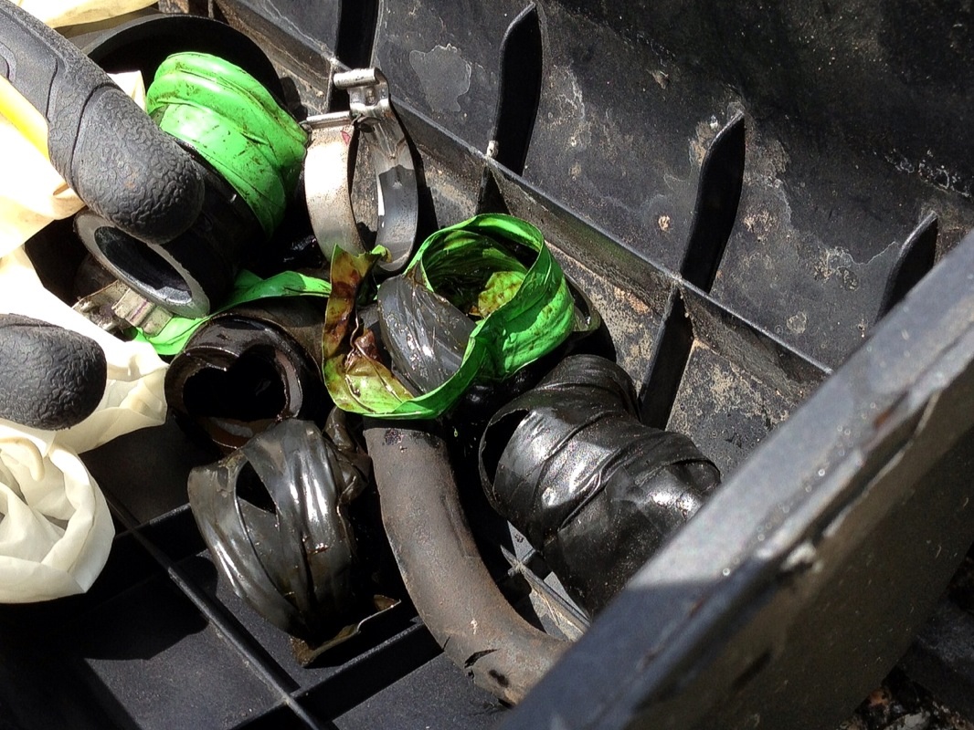 Old breather hose in bits