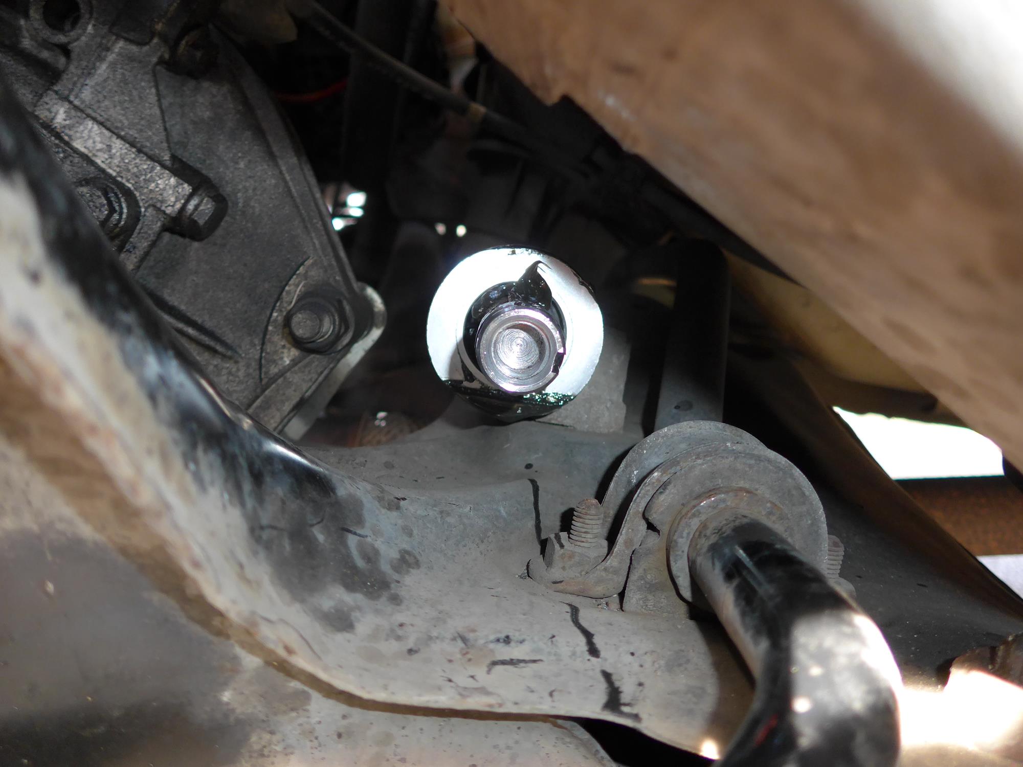 Passenger side of the steering rack