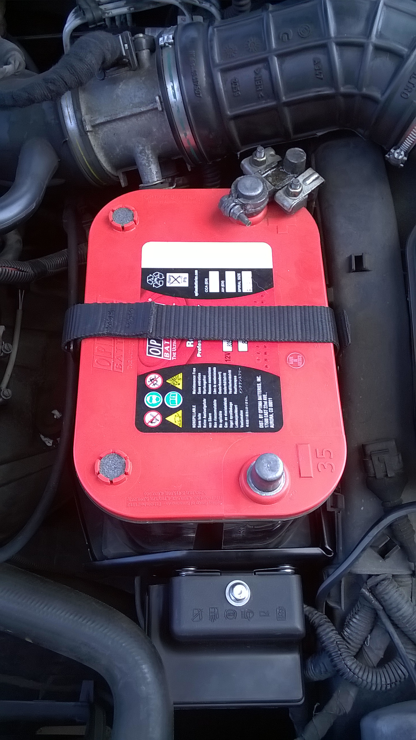 Powder Coated Battery Tray red Top Battery